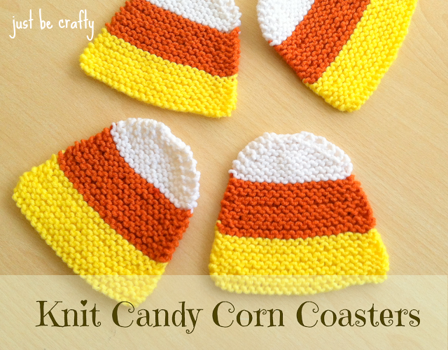 Hand Knit Candy Corn Coasters