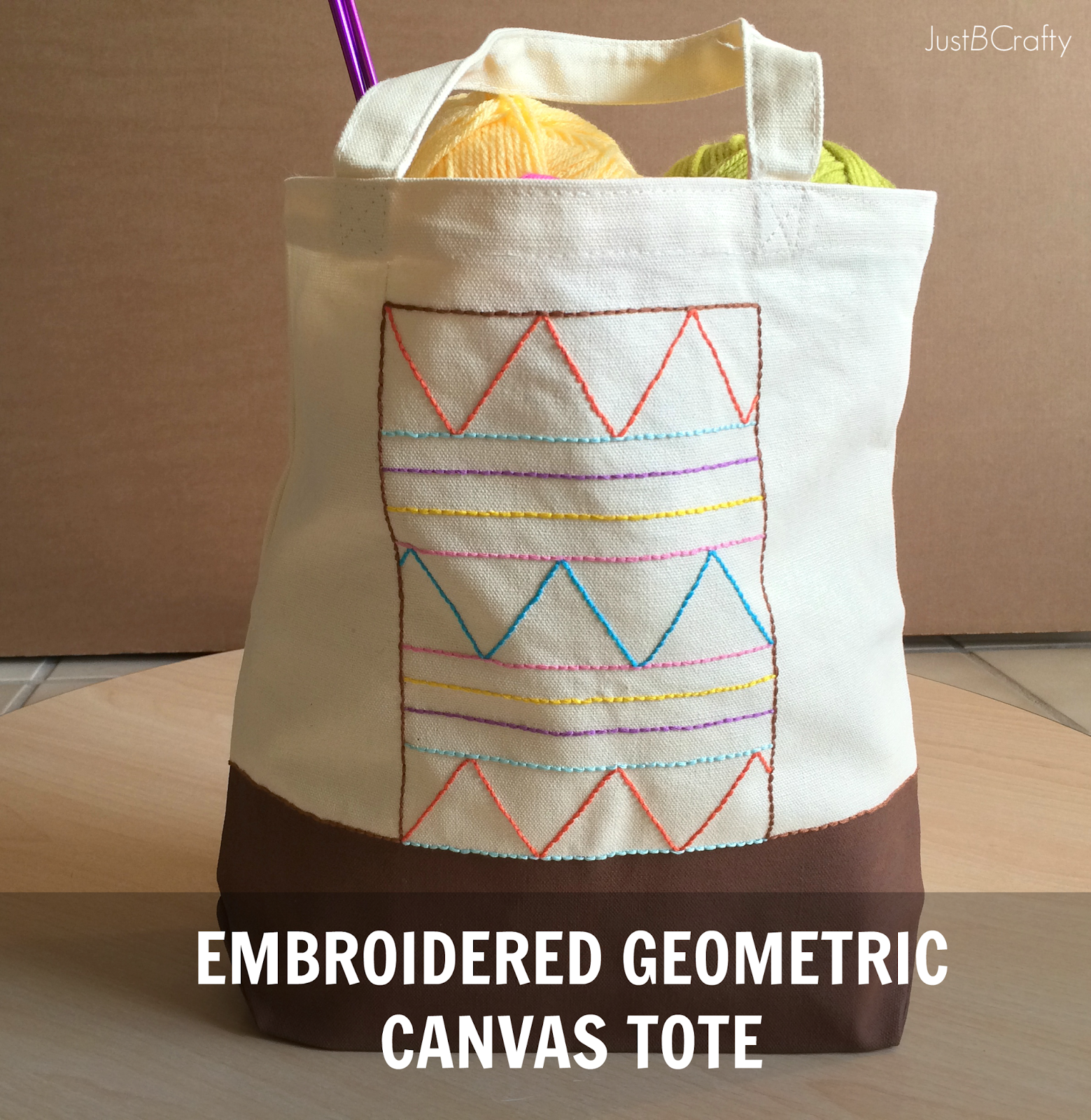 DIY: Embroidered Geometric Canvas Tote