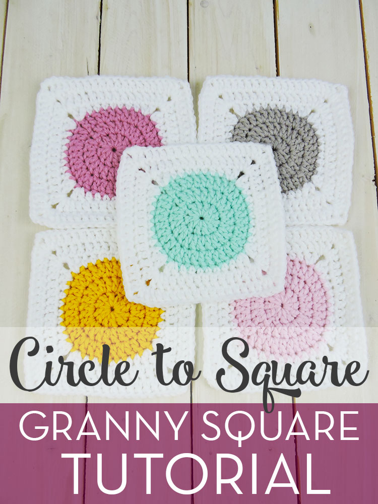 Circle to Square Granny Square Tutorial; Free pattern by Just Be Crafty!