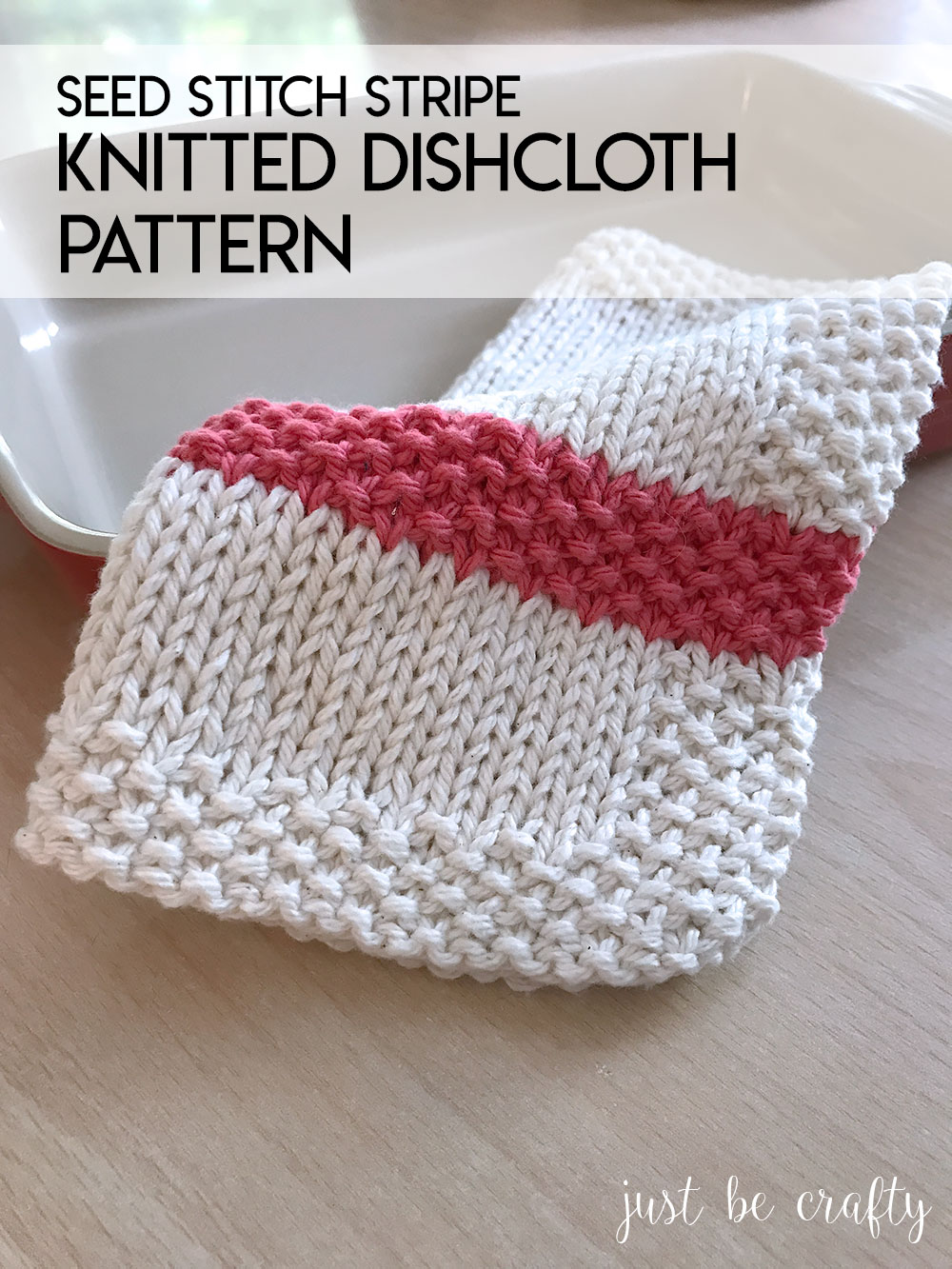 Seed Stitch Stripe Dishcloth Pattern