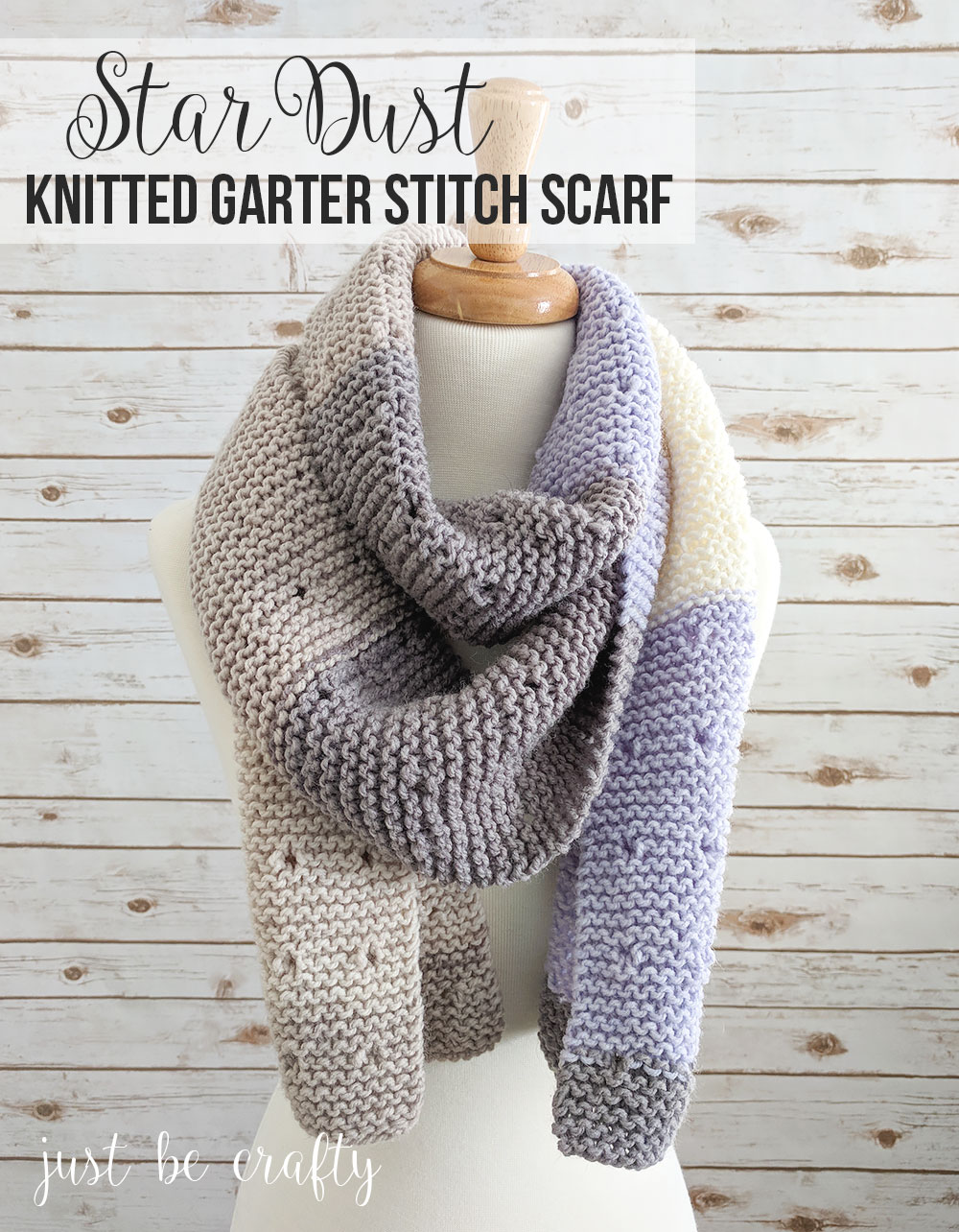 Star Dust Knitted Garter Stitch Scarf Pattern