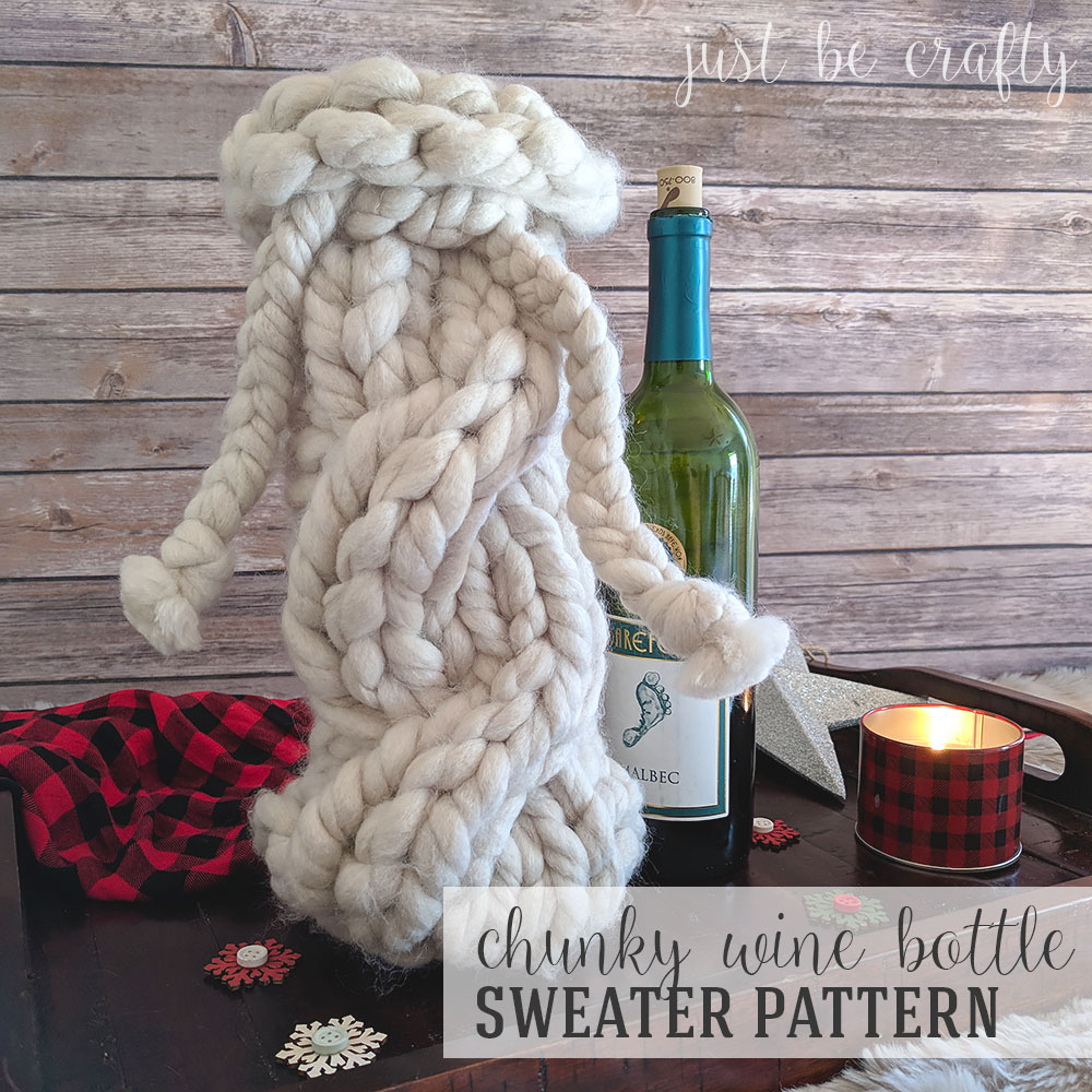 Chunky Wine Bottle Sweater | Free Pattern by Just Be Crafty