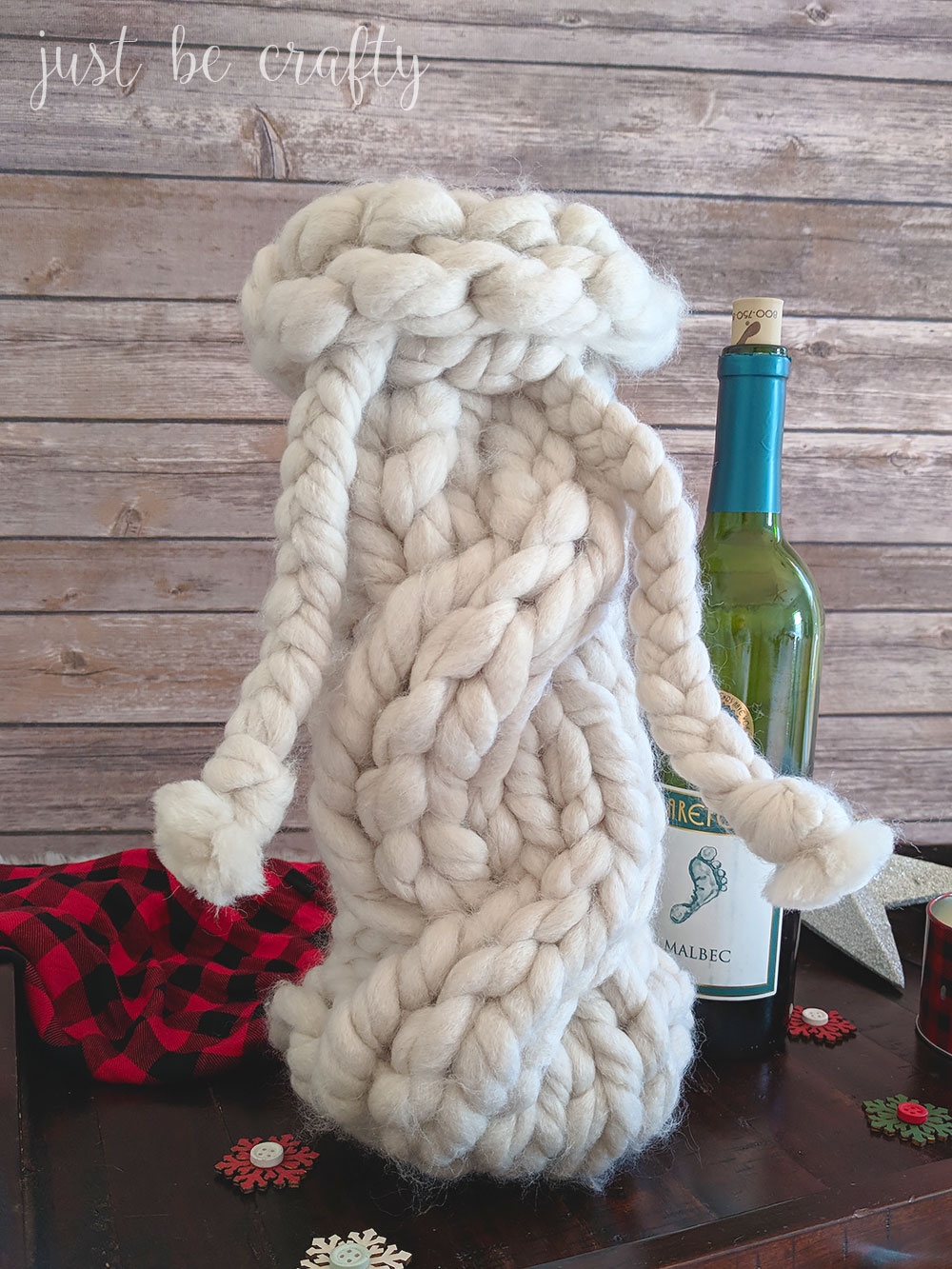 Chunky Wine Bottle Sweater | Free Pattern by Just Be Crafty