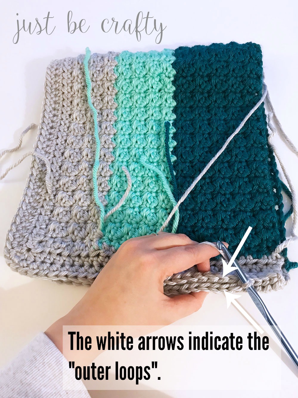 Mint Color Block Crochet Cowl