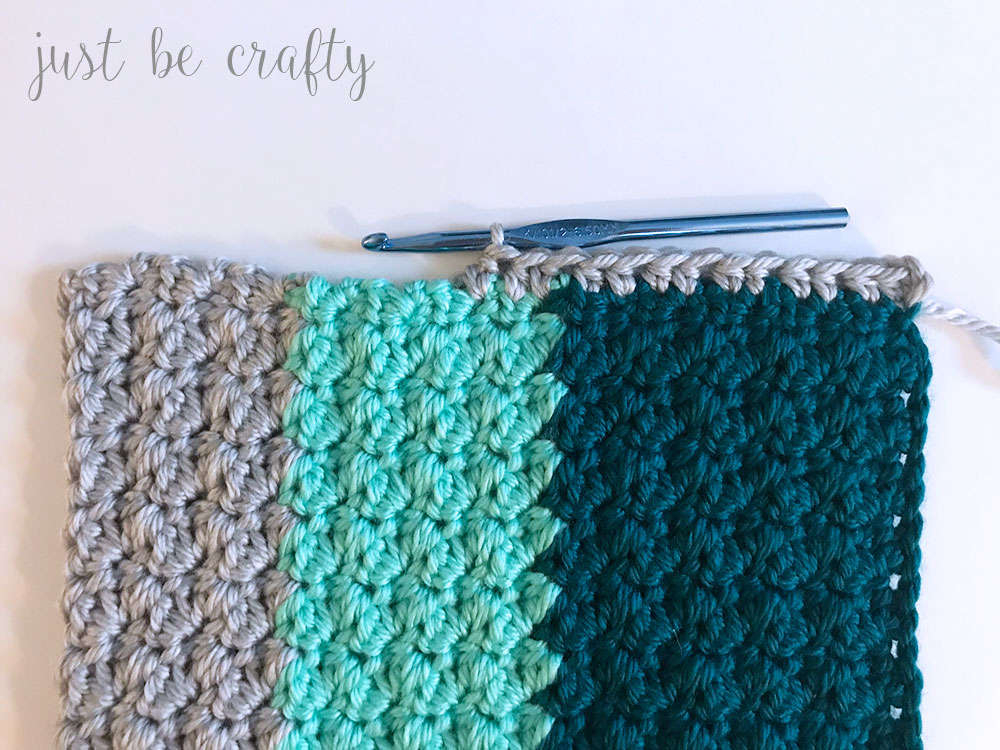 Mint Color Block Crochet Cowl