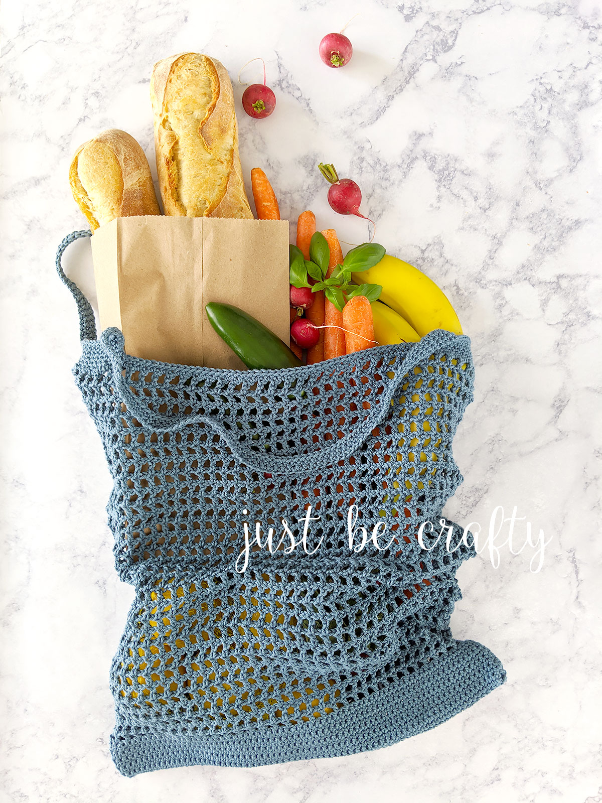 Veggie Stand Market Bag - Free crochet pattern by Just Be Crafty