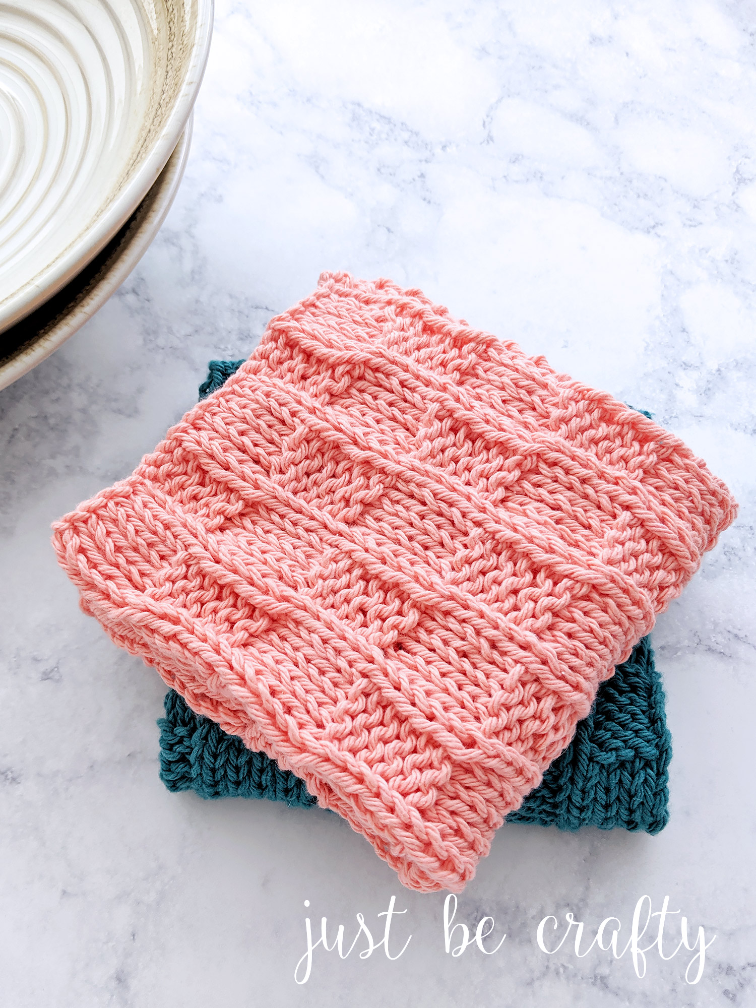 Checkered Waves Knitted Dishcloth Pattern