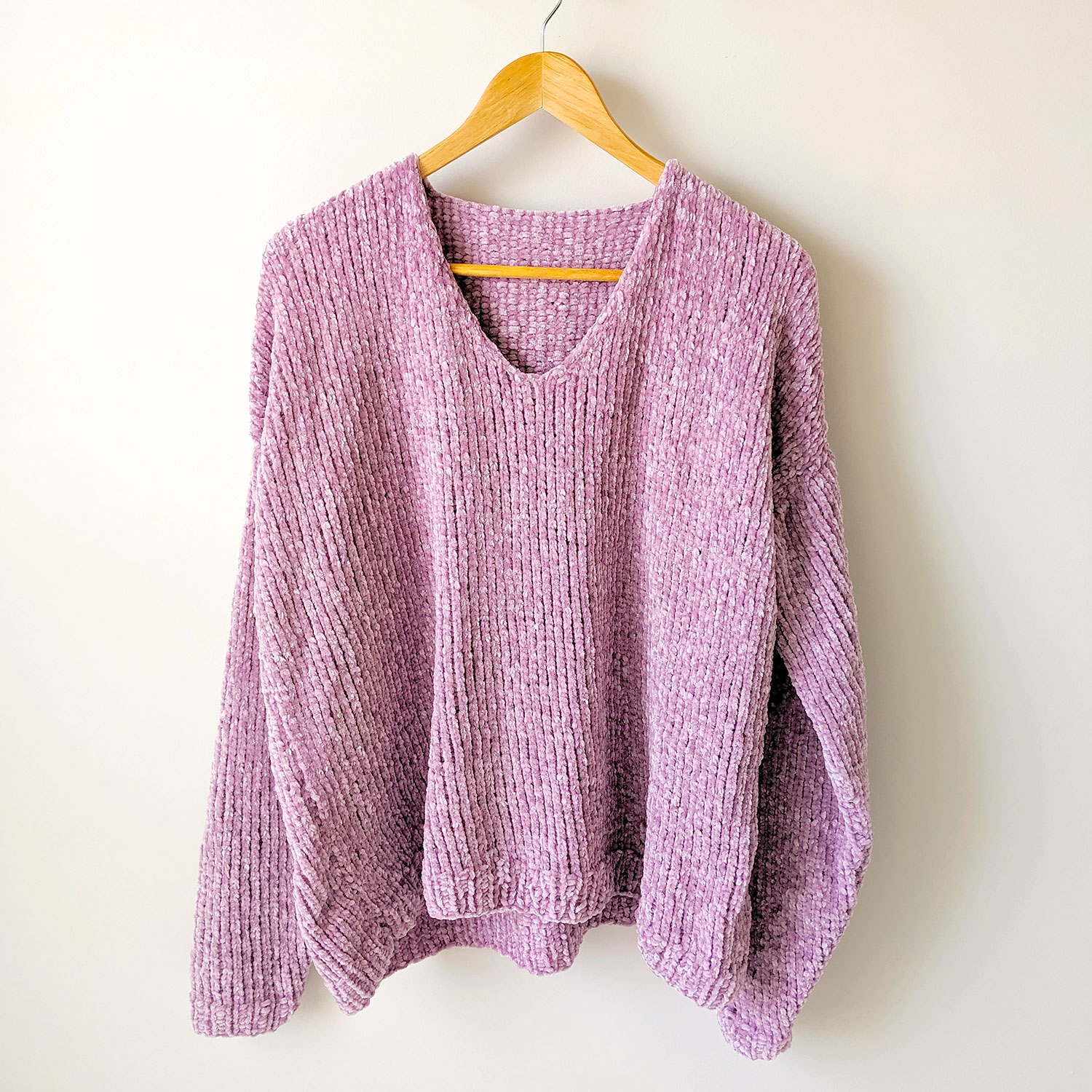 The Velvet Slouchy V-Neck Knit Sweater - Free Pattern by Just Be Crafty