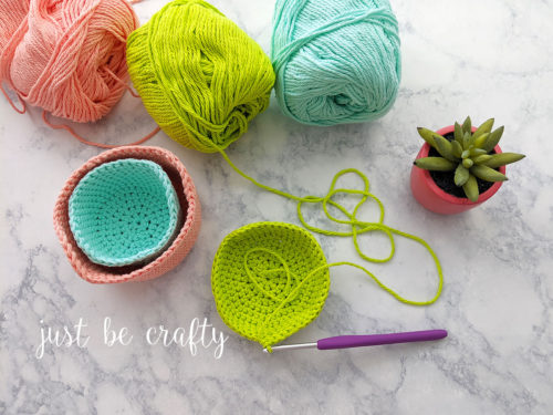 Crochet Nesting Mini Basket Set Tutorial - Just Be Crafty