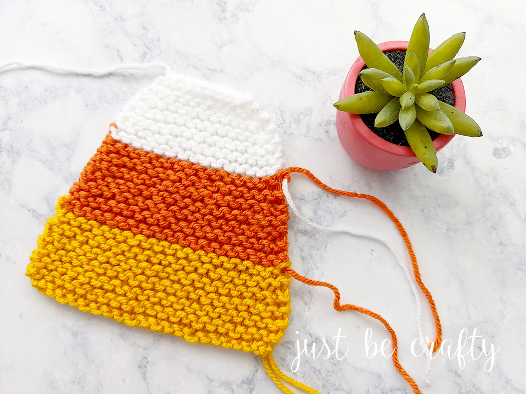 Candy Corn Knit Coasters - Free Knitting Pattern by Just Be Crafty