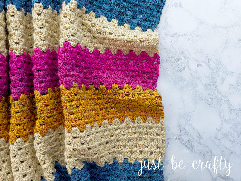 Stash Busting Granny Stripe Throw | Free crochet pattern by Just Be Crafty