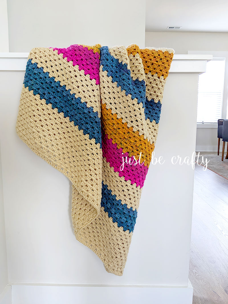 Stash Busting Granny Stripe Throw | Free crochet pattern by Just Be Crafty