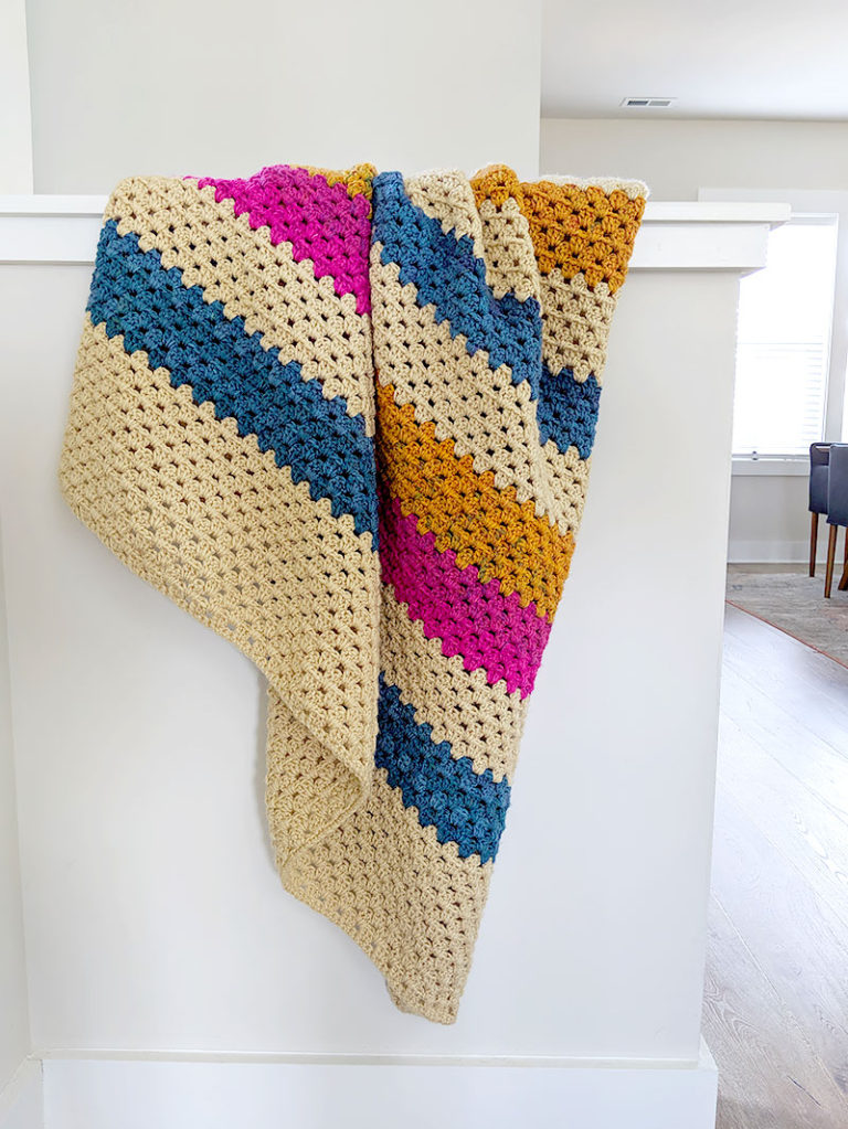 Stash Busting Granny Stripe Throw | Free crochet pattern by Just Be Crafty