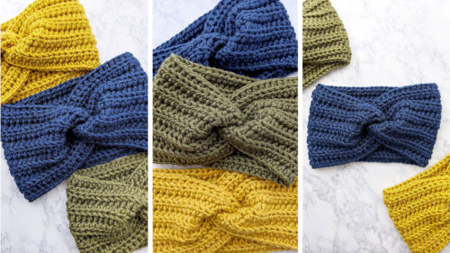 Crochet Twisted Ear Warmer Headband - Free crochet pattern and video tutorial by Just Be Crafty