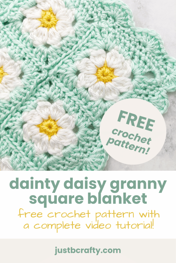 daisy granny square blanket pinterest pin image