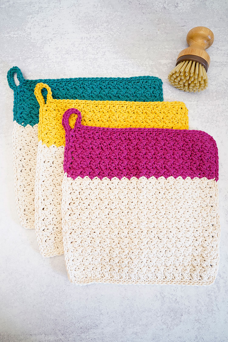 Crochet Dishcloth With Loop