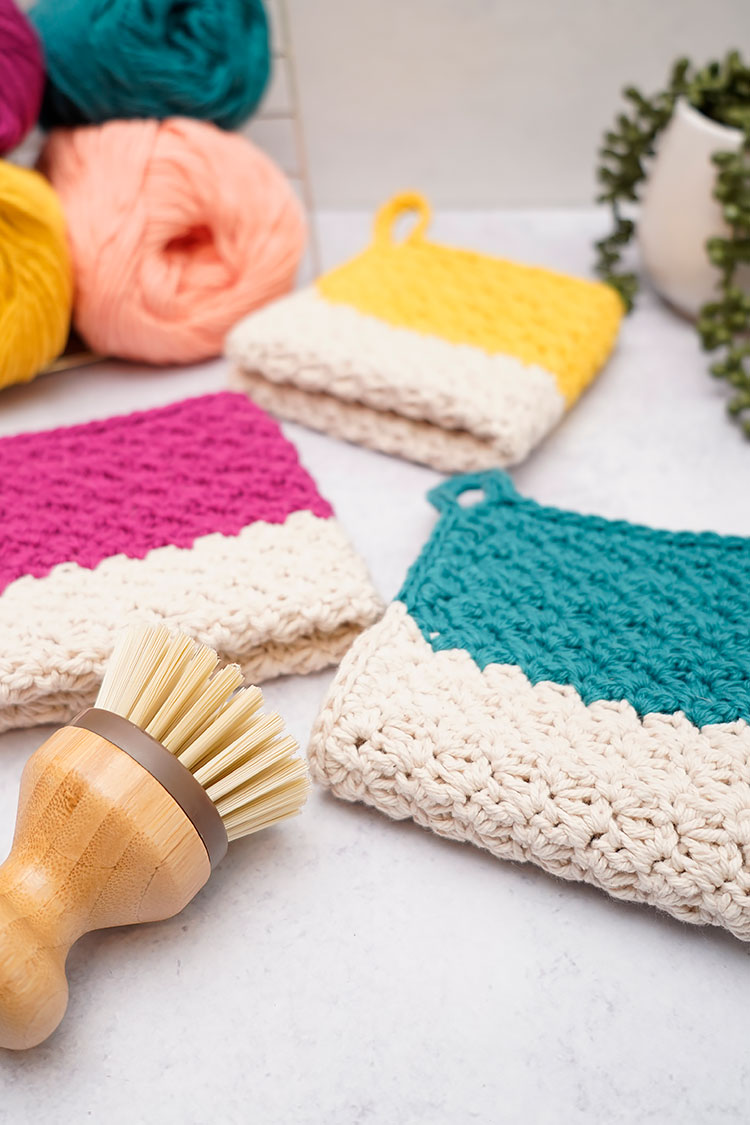 Easy Crochet Dishcloth With Loop Pattern