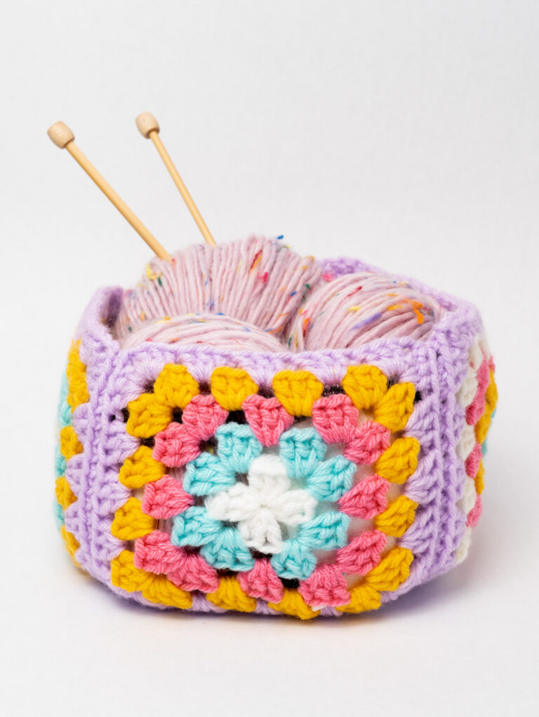 Crochet Granny Square Stash Basket